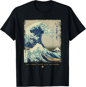 Great Wave Off Kanagawa Japanese Painting Art T-Shirt - T-Shirt | Black