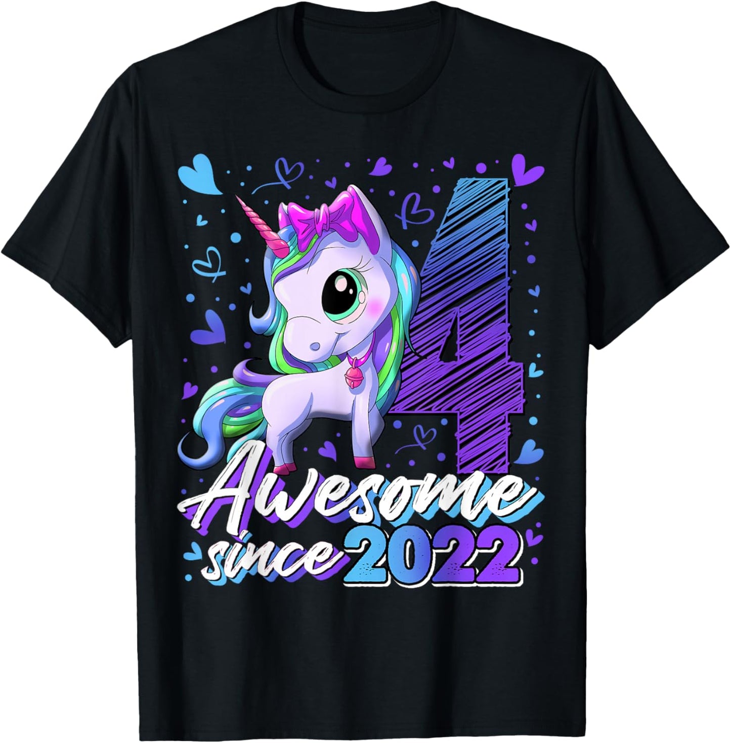 4th Birthday Shirt Girl 4 Year Old Gifts 4 Birthday Girl T-Shirt - T-Shirt | Black