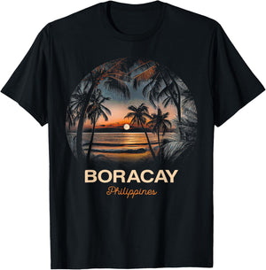 Vacation Souvenir Palm Tree Boracay T-Shirt - T-Shirt | Black