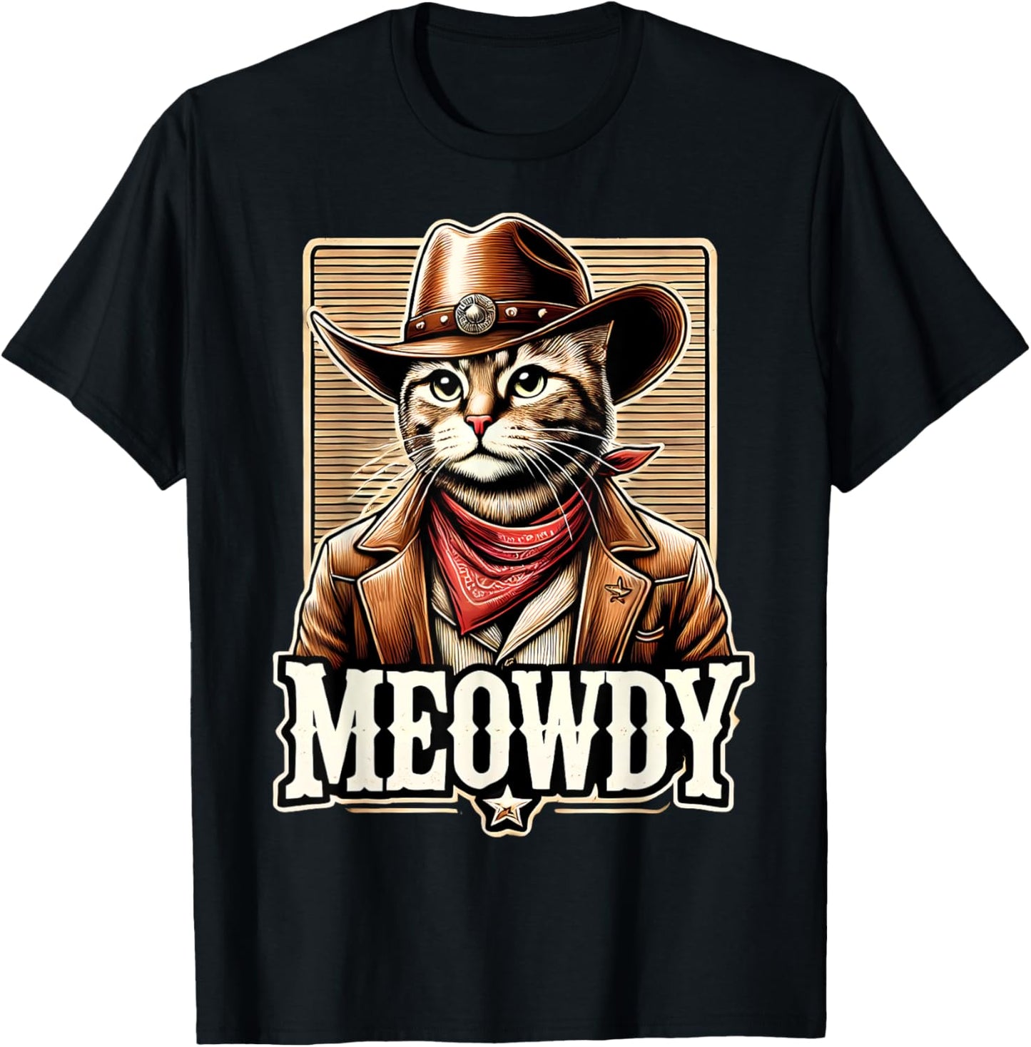 Meowdy Cat Cowboy Cowgirl Meow Howdy Halloween Costume T-Shirt - T-Shirt | Black
