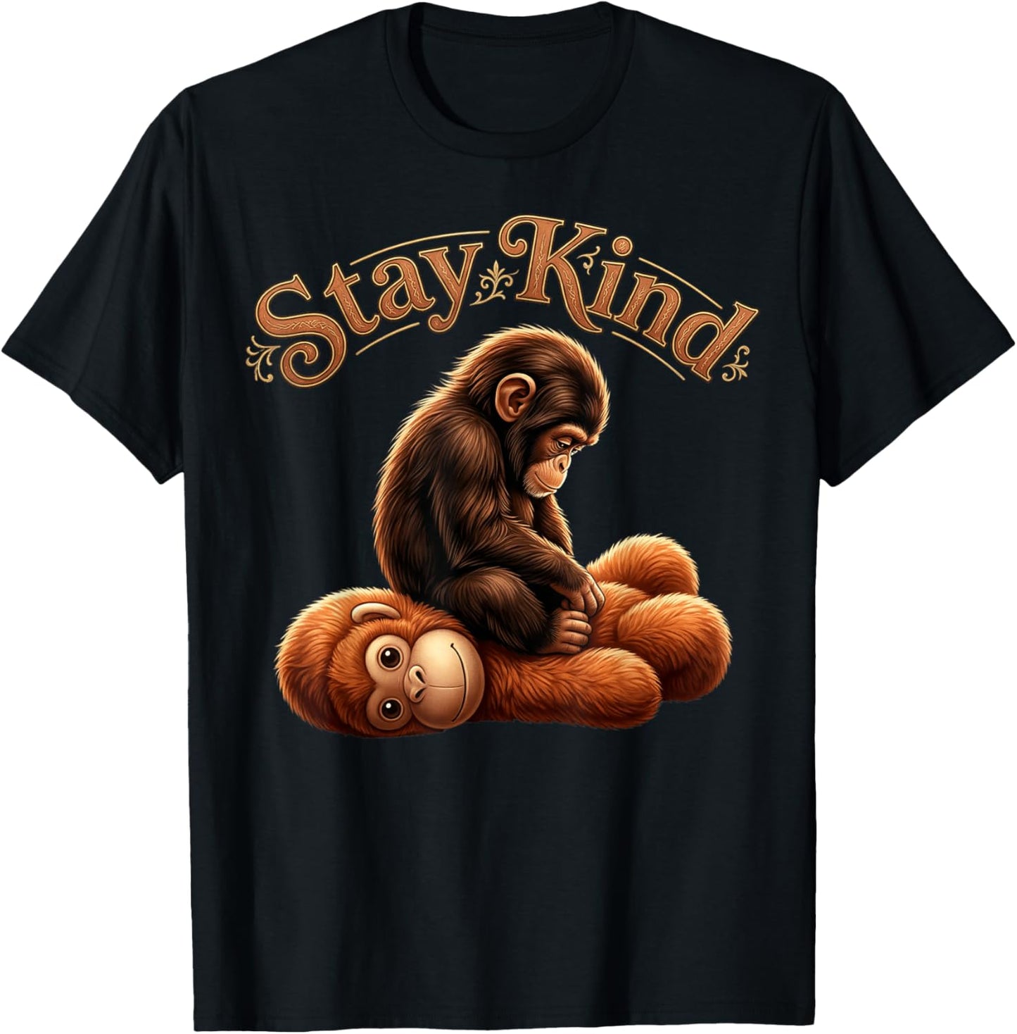 Stay Kind Baby Monkey Punch Viral Monkey T-Shirt - T-Shirt | Black