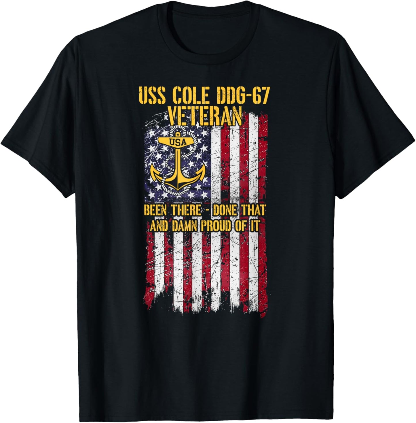 USS Cole DDG-67 Destroyer Proud Veteran T-Shirt - T-Shirt | Black