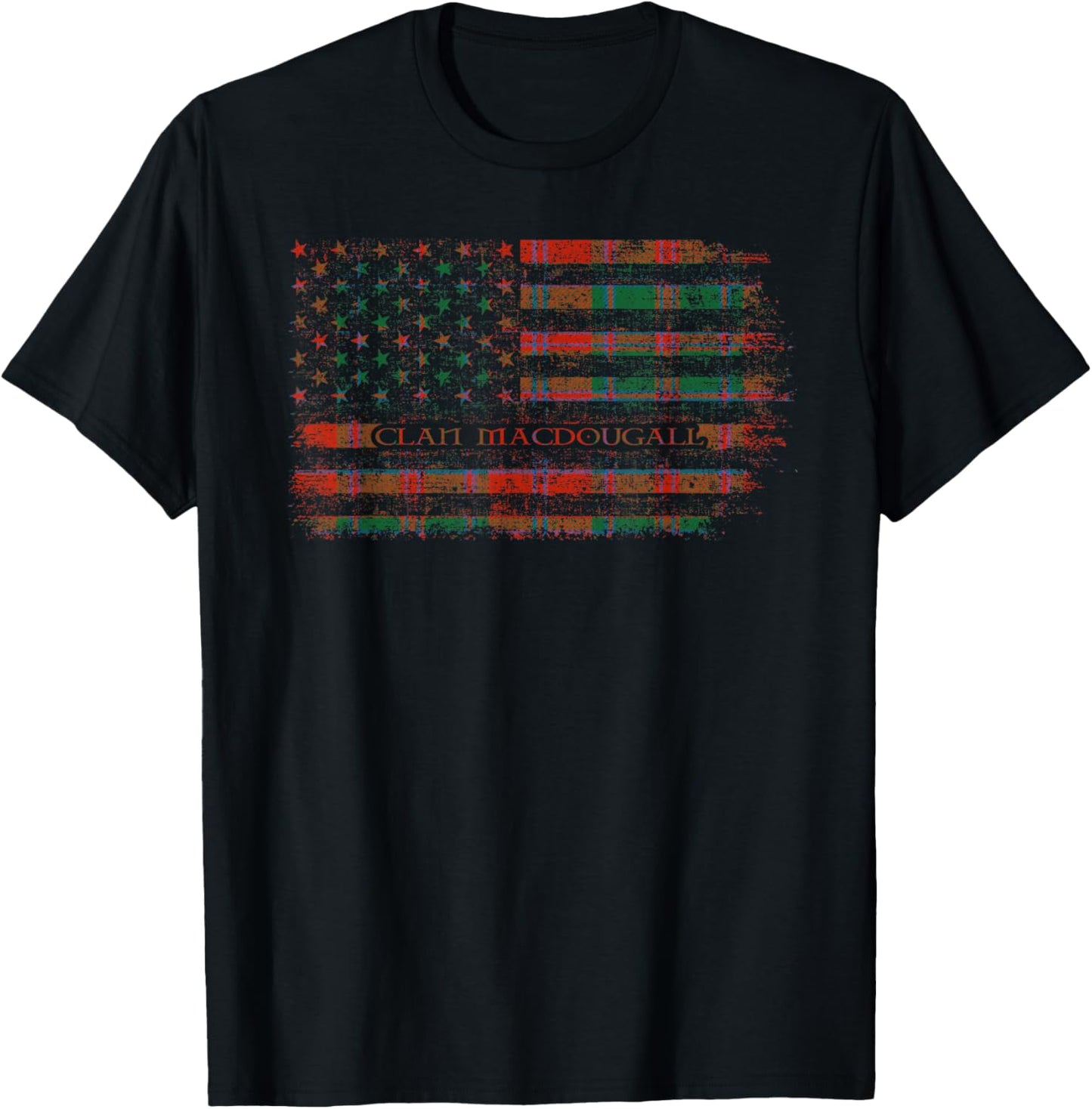 Clan MacDougall-Clans Originaux Scottish tartan US flag T-Shirt - T-Shirt | Black