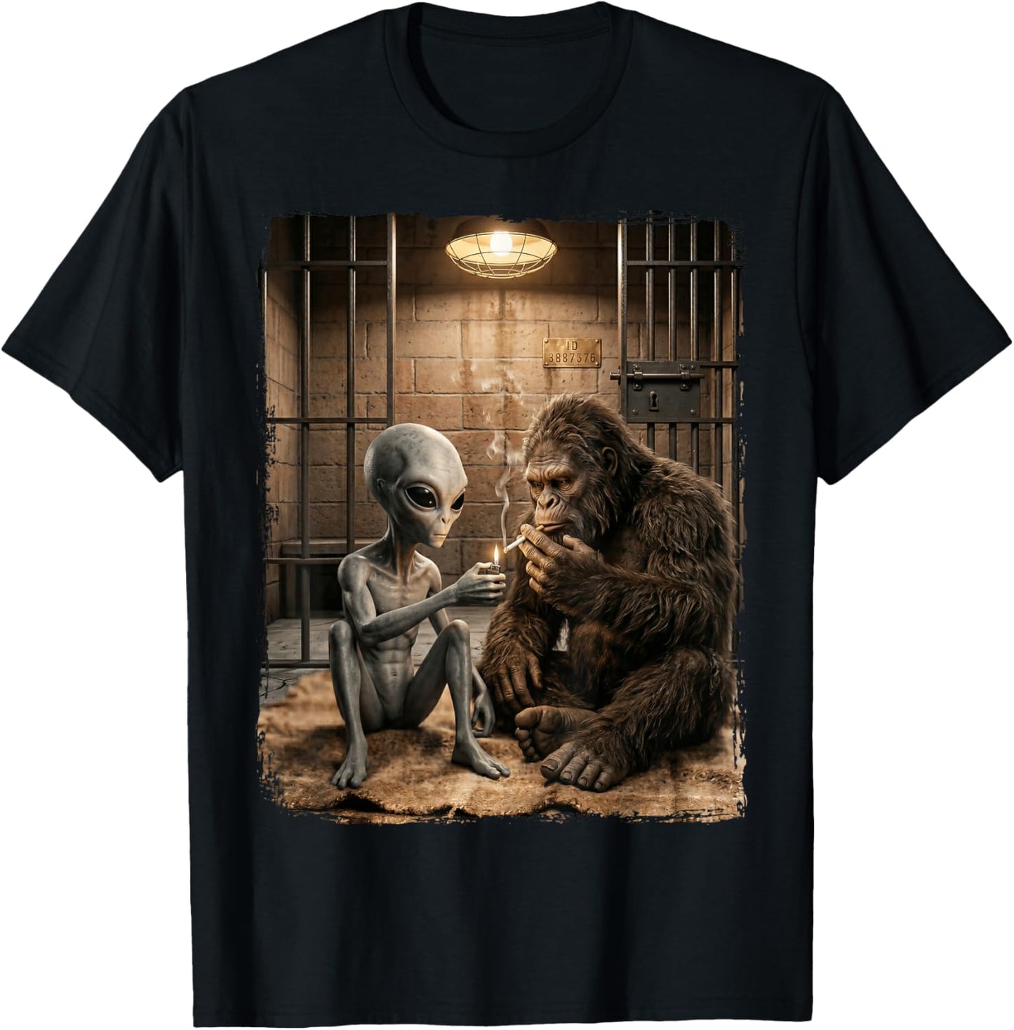 Bigfoot Alien Smoking T-Shirt - T-Shirt | Black