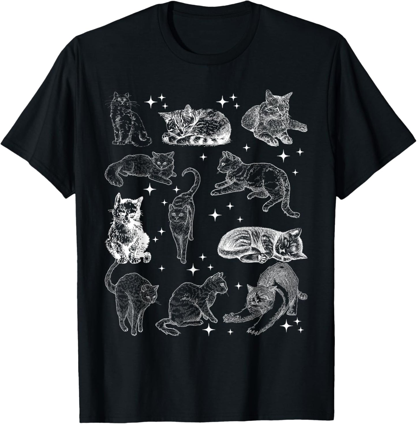 Vintage 90s Tattoo Cat Retro Kitten Nature Cat Lover Cat Mom T-Shirt - T-Shirt | Black