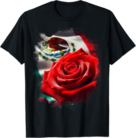 Mexico Gift Rose Tijuana Mexican Hispanic Pride Poncho T-Shirt - T-Shirt | Black