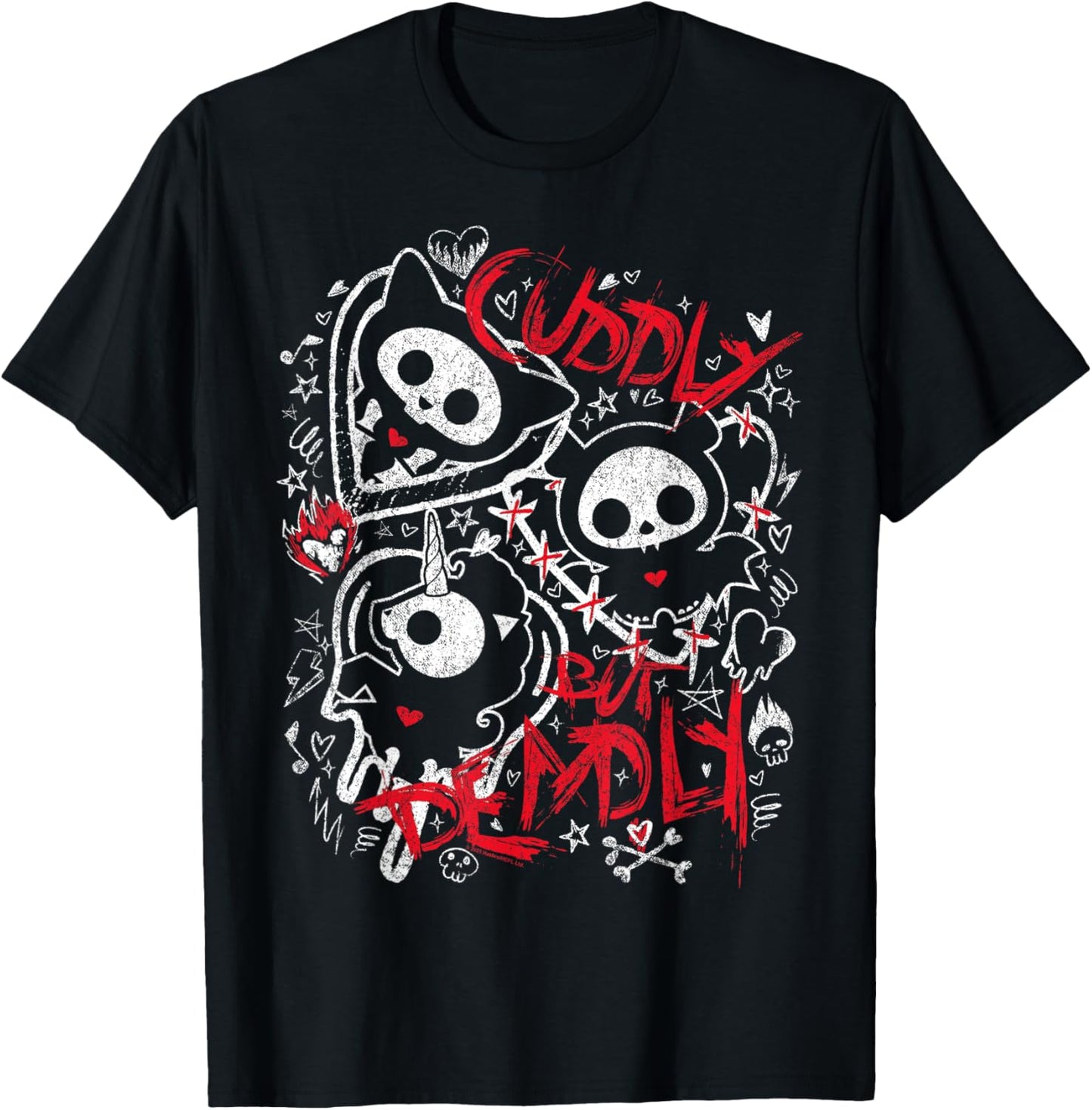Skelanimals Cuddly But Deadly Kit Diego and Bonita Sketch T-Shirt - T-Shirt | Black