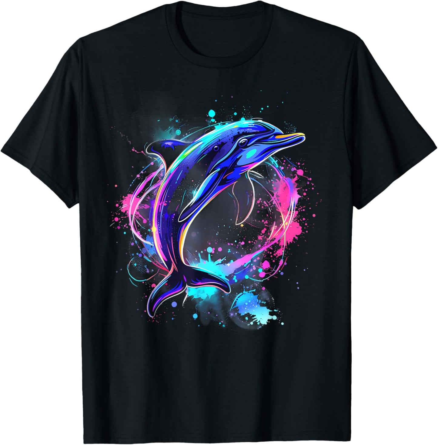 Dolphin Watercolor Sea Ocean Animal Ocean Sea Dolphin T-Shirt - T-Shirt | Black
