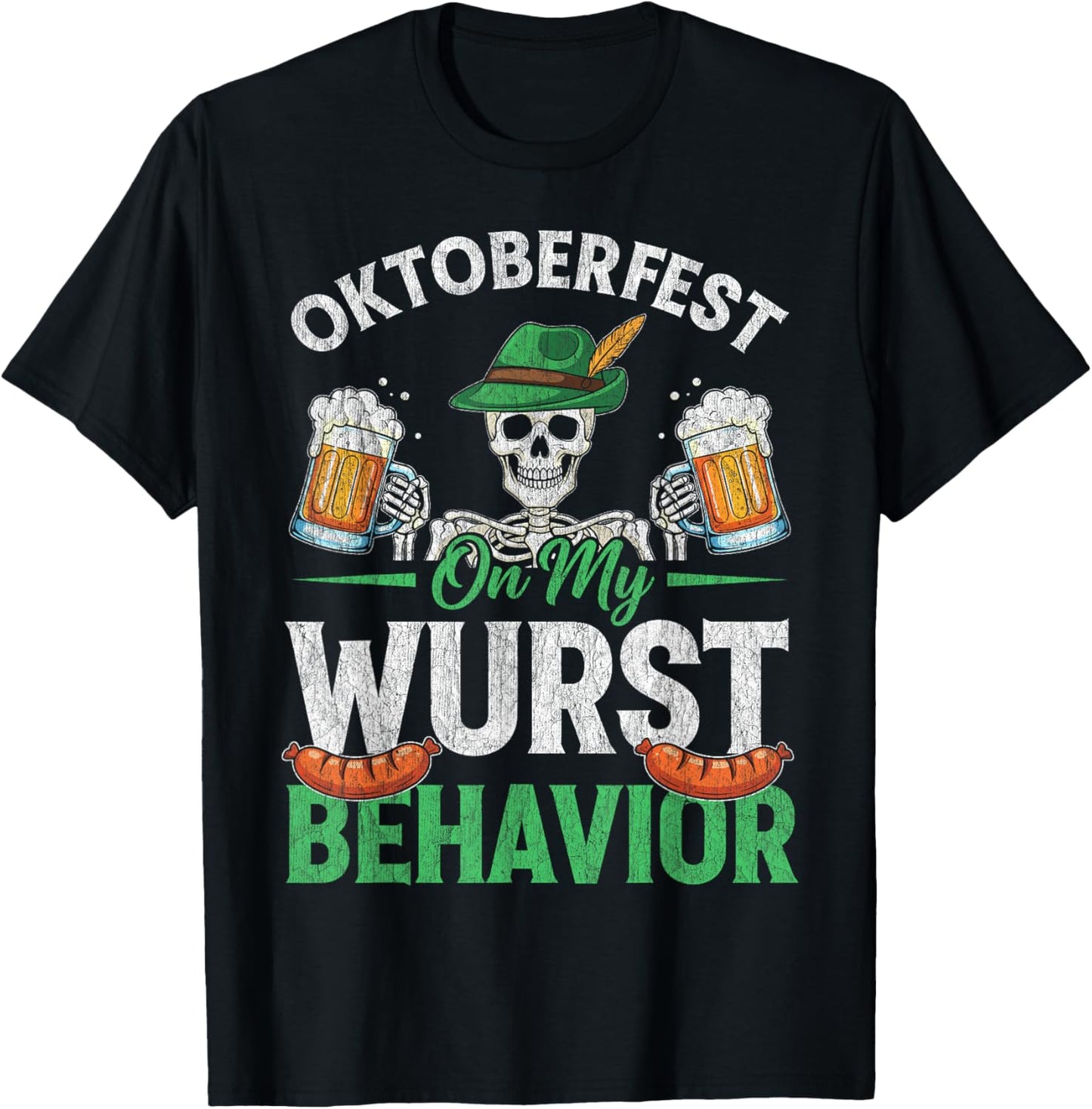 On My Wurst Behavior Funny German Oktoberfest Drinking Men T-Shirt - T-Shirt | Black