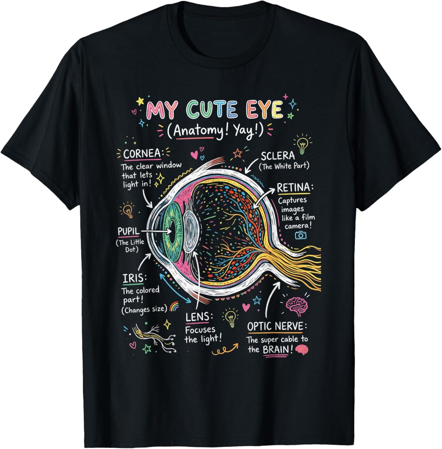 My Cute Eye Anatomy Yay Human Vision Science T-Shirt - T-Shirt | Black