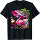 Flamingo Pink Palm Tree Tropical Beach Summer Holiday Women T-Shirt - T-Shirt | Black