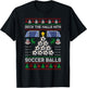Deck The Hall With Soccer Balls Ugly Christmas Soccer Pajama T-Shirt - T-Shirt | Black