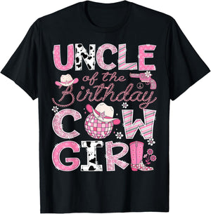 Uncle Of The Birthday CowGirl Pink Rodeo Disco T-Shirt - T-Shirt | Black