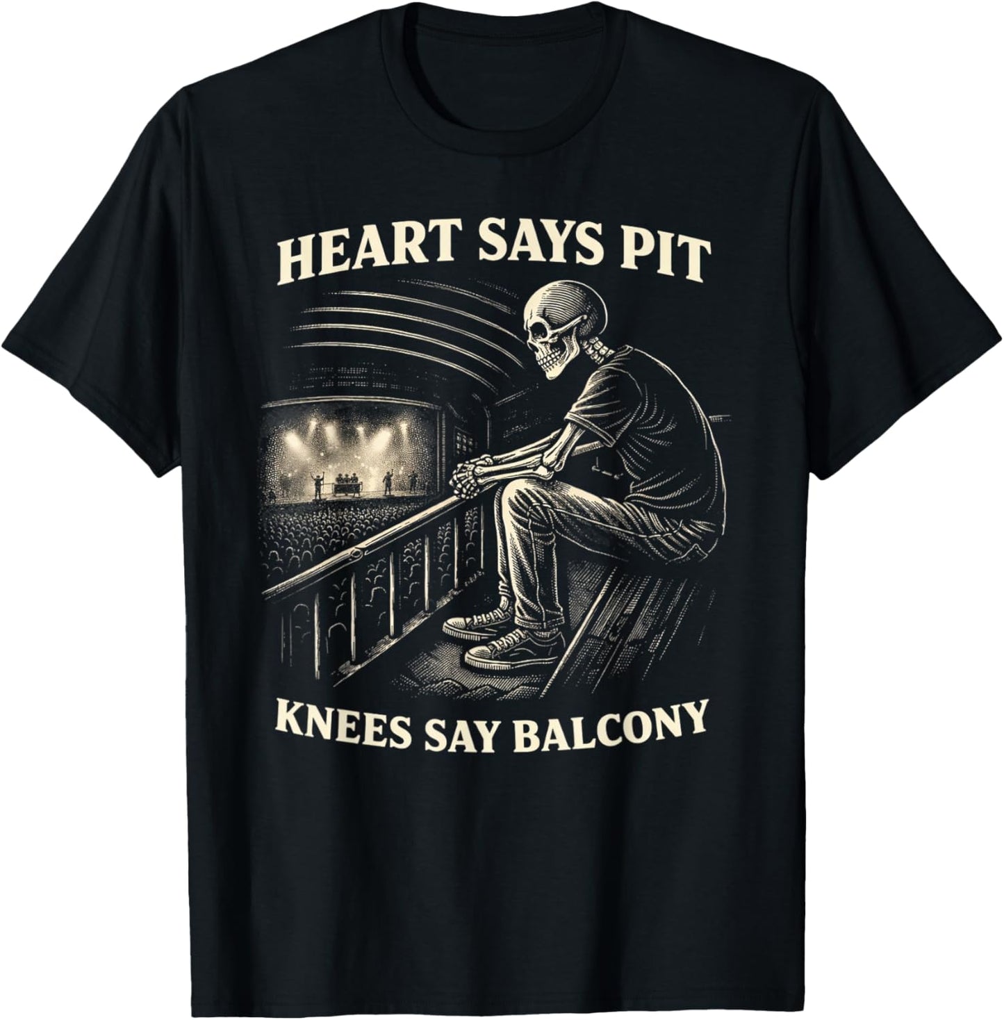 Funny Heart Says Pit Knees Say Balcony T-Shirt - T-Shirt | Black