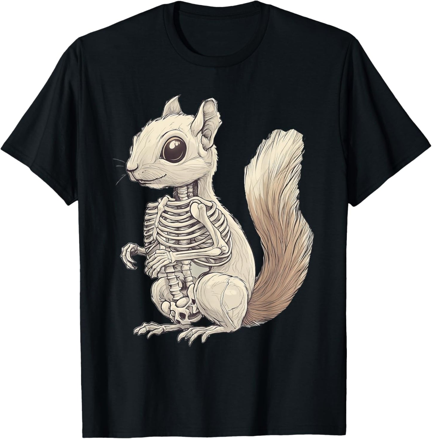 Squirrel Skeleton Halloween T-Shirt - T-Shirt | Black