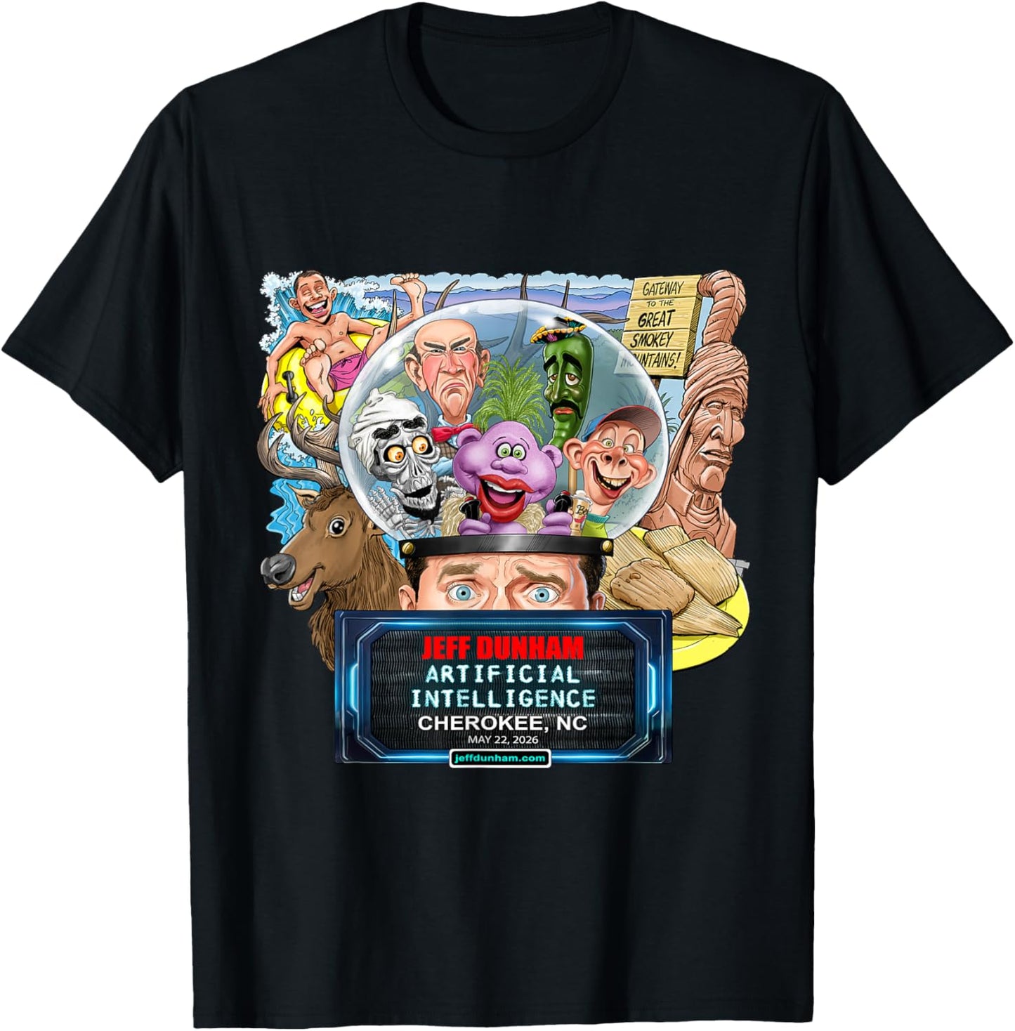 Jeff Dunham Cherokee, NC (2026) T-Shirt - T-Shirt | Black