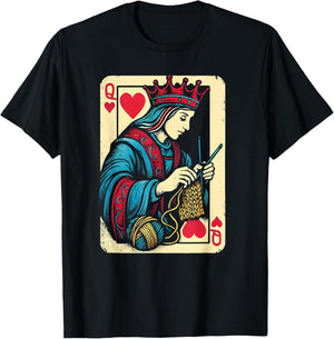 Queen of Heart Knitting Yarn Lovers T-Shirt - T-Shirt | Black