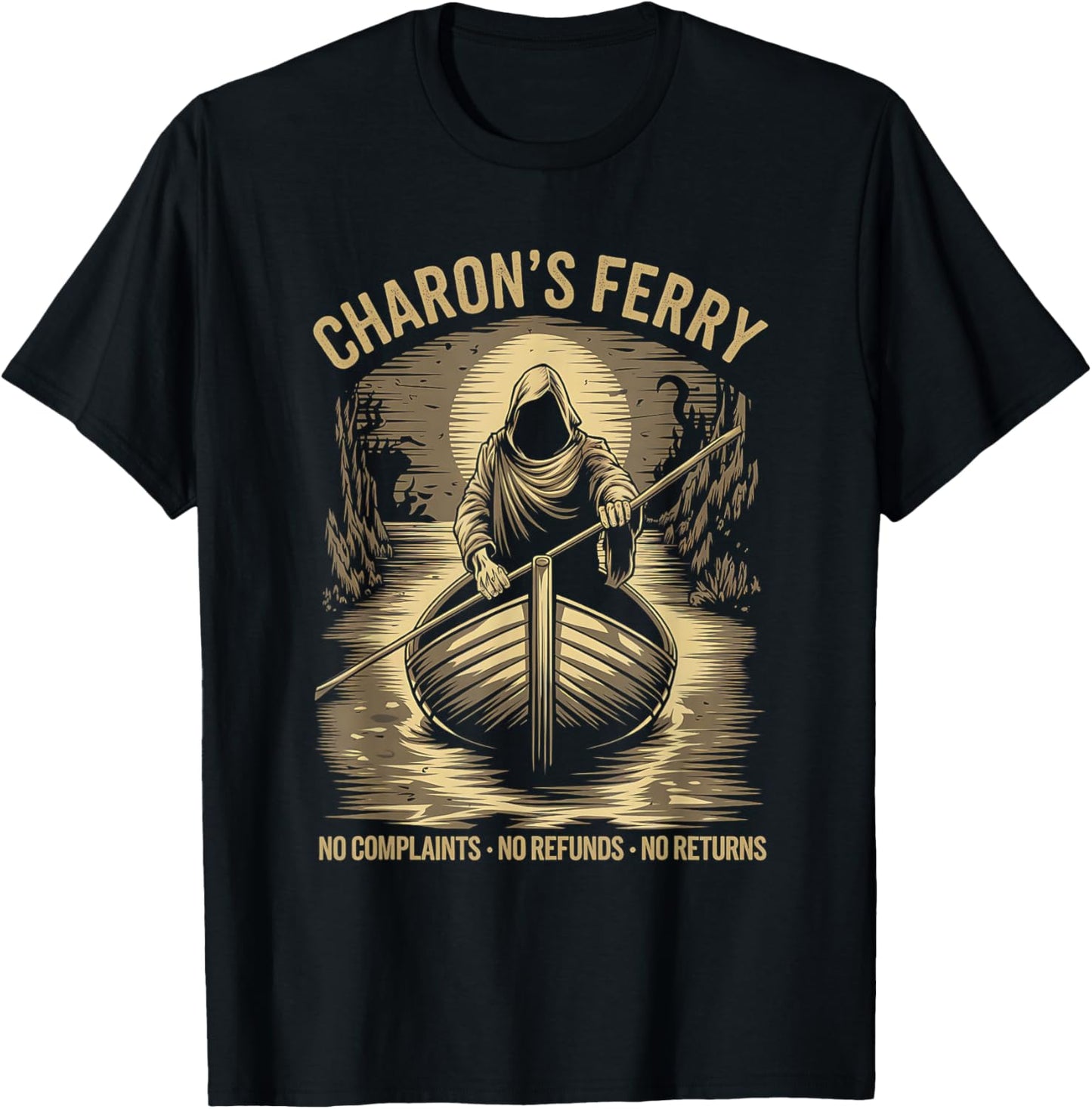 Funny Greek Mythology Charon's Ferry T-Shirt - T-Shirt | Black