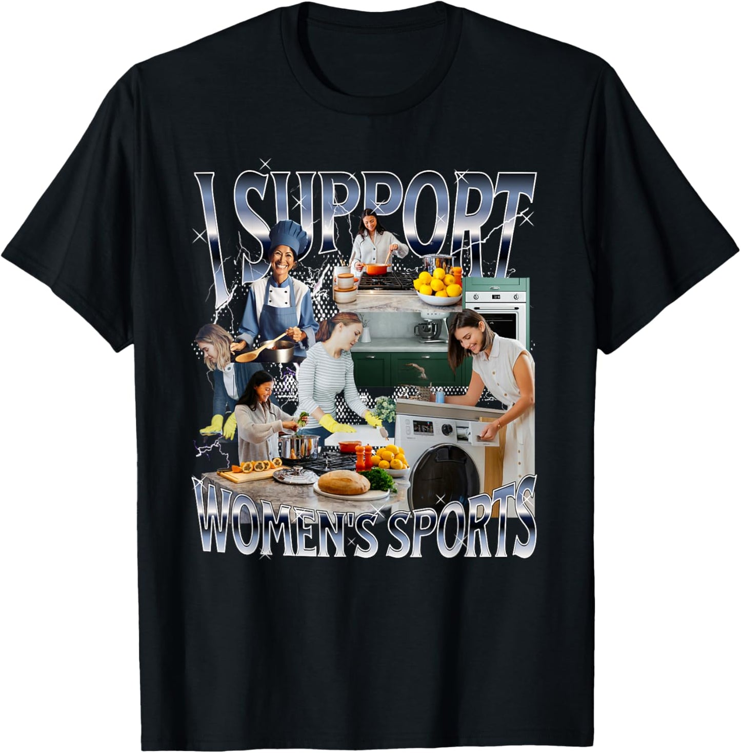 I Support Women's Sports Unwearable Aduld Humor Bootleg T-Shirt - T-Shirt | Black