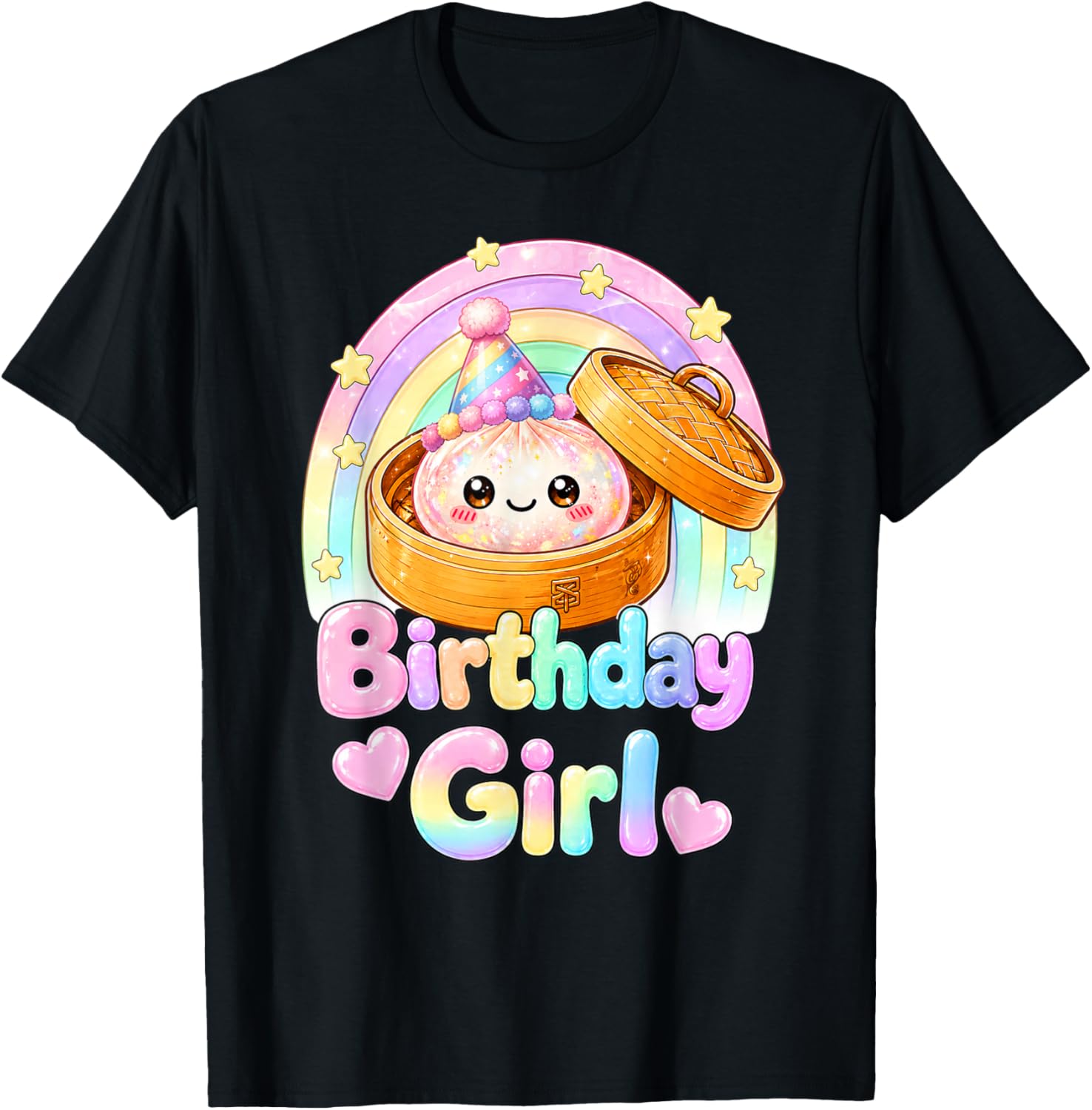 Happy Birthday Girl Kawaii Dumpling Anime Birthday Party T-Shirt - T-Shirt | Black