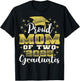 Proud Mom of Two 2025 Graduates Graduation family T-Shirt - T-Shirt | Black