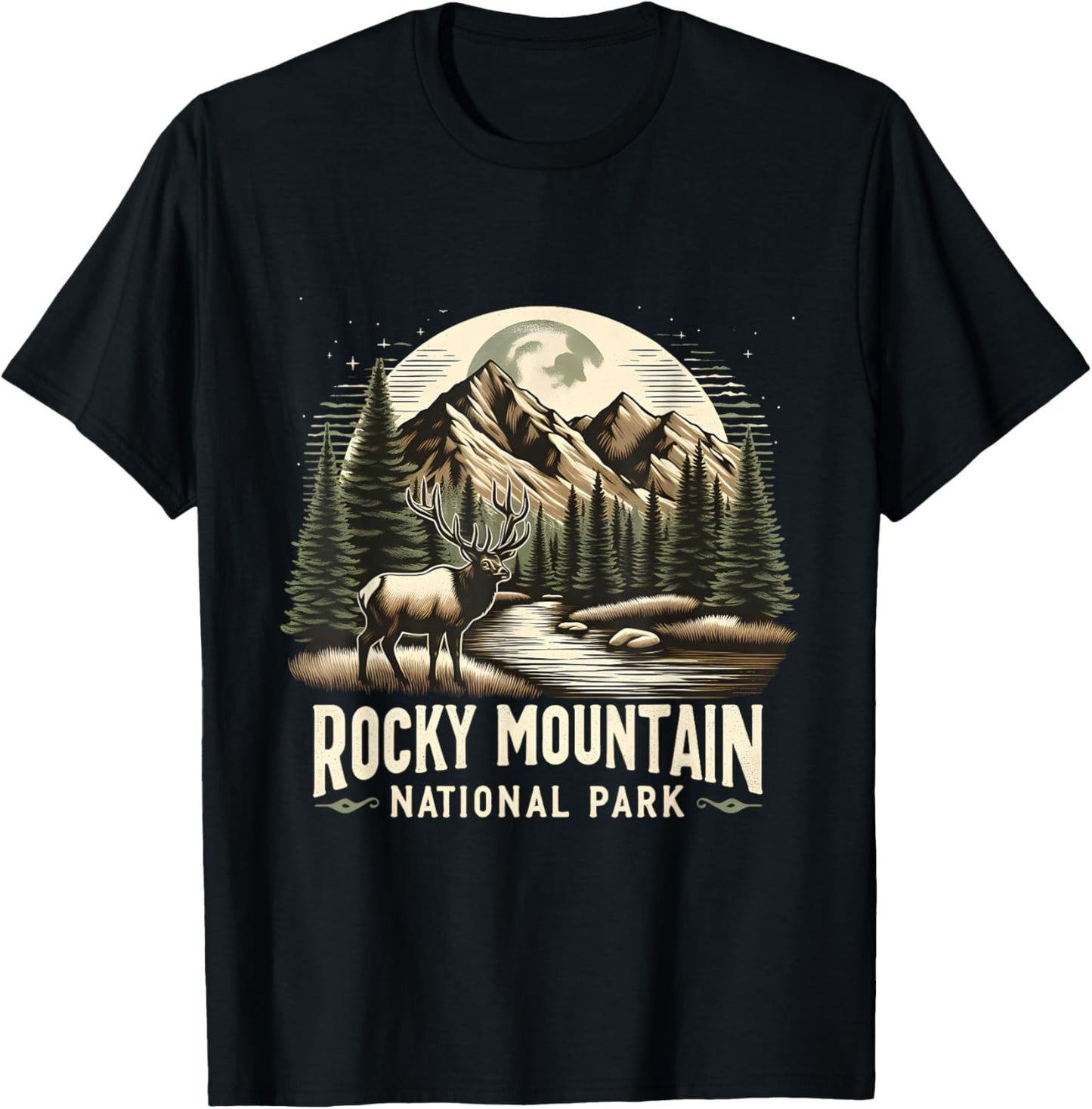 Rocky Mountain National Park Nature Elk T-Shirt - T-Shirt | Black