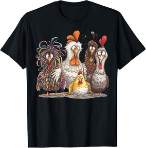 Chicken Art Crazy Chicken Gifts Women Kid Boy Family T-Shirt - T-Shirt | Black