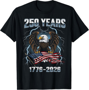 250th Birthday USA Anniversary Patriotic Eagle 1776-2026 T-Shirt - T-Shirt | Black