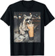Lustiger Waschbär trinkt Eiskaffee bei Nacht Tier Meme T-Shirt - T-Shirt | Black