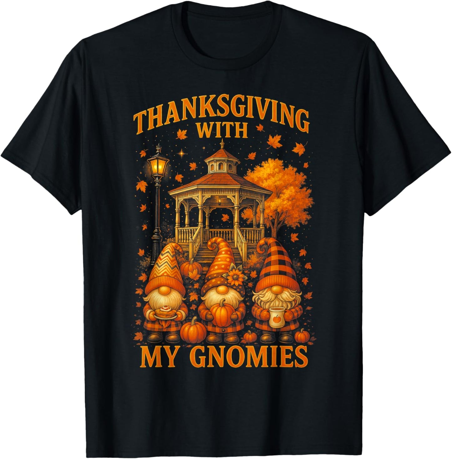 HUGvyn Thanksgiving with My Gnomies Fall Autumn Gnome Family T-Shirt - T-Shirt | Black