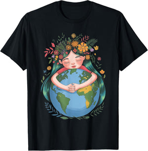 Earth Day Women Girls Kids Save The Planet Mother Earth Day T-Shirt - T-Shirt | Black