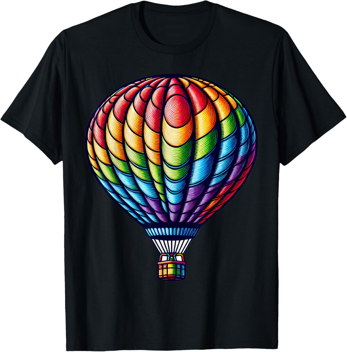 Colorful Rainbow Hot Air Balloon Flight T-Shirt - T-Shirt | Black