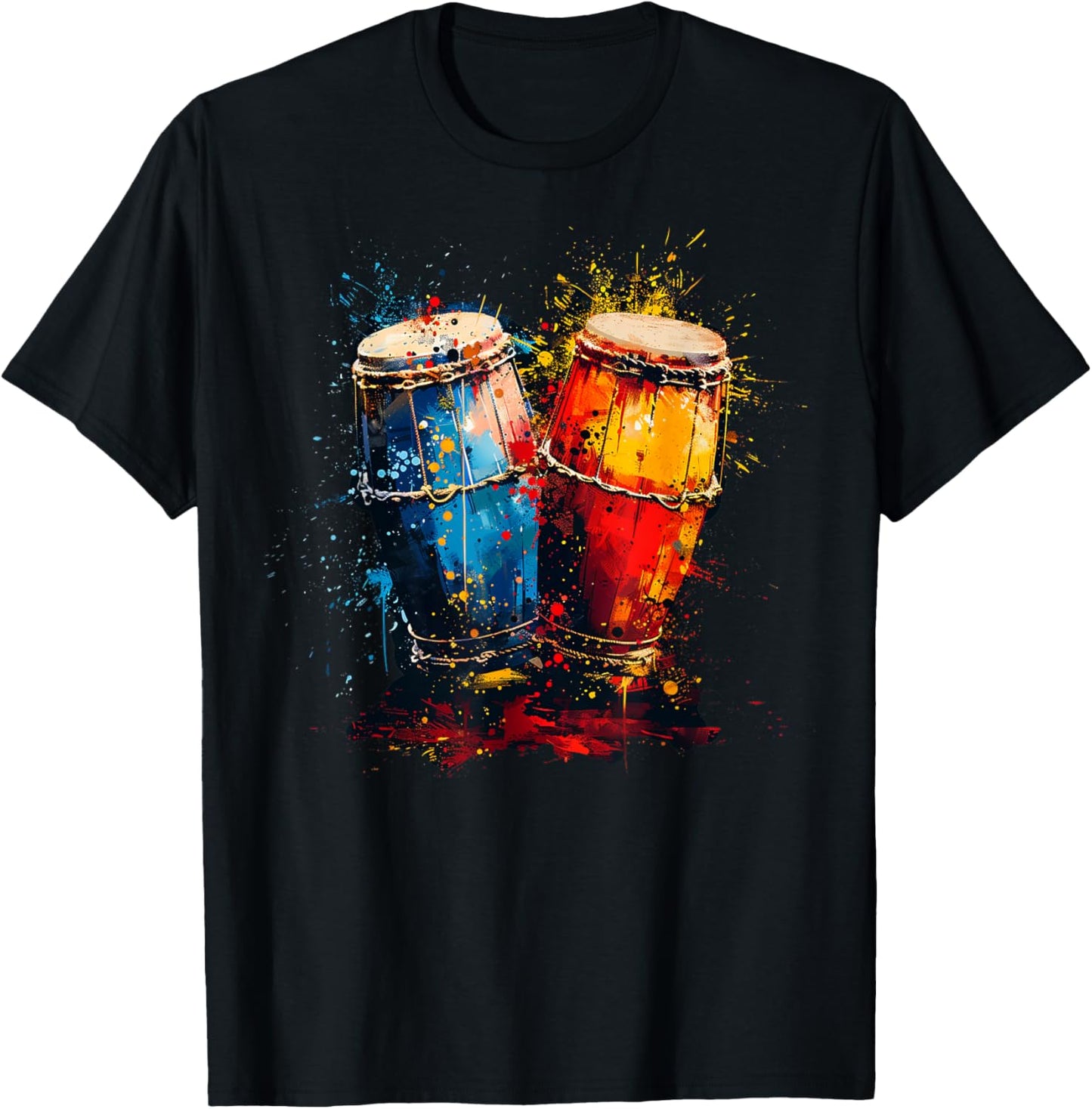 Artistic Colorful Pop Art painted Congas T-Shirt - T-Shirt | Black