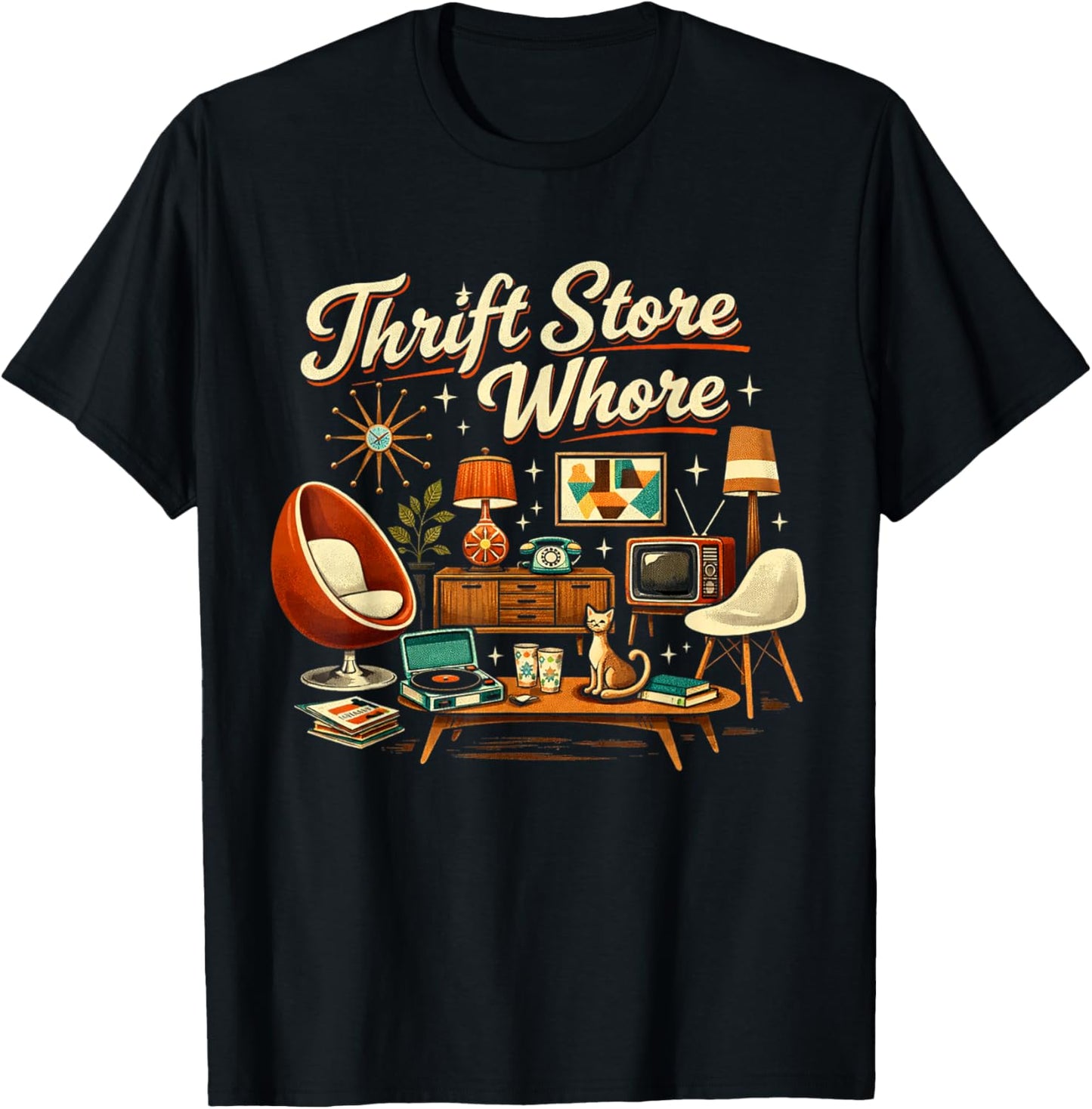 Thrift Store Whore Antique Collector Design Lover Secondhand T-Shirt - T-Shirt | Black