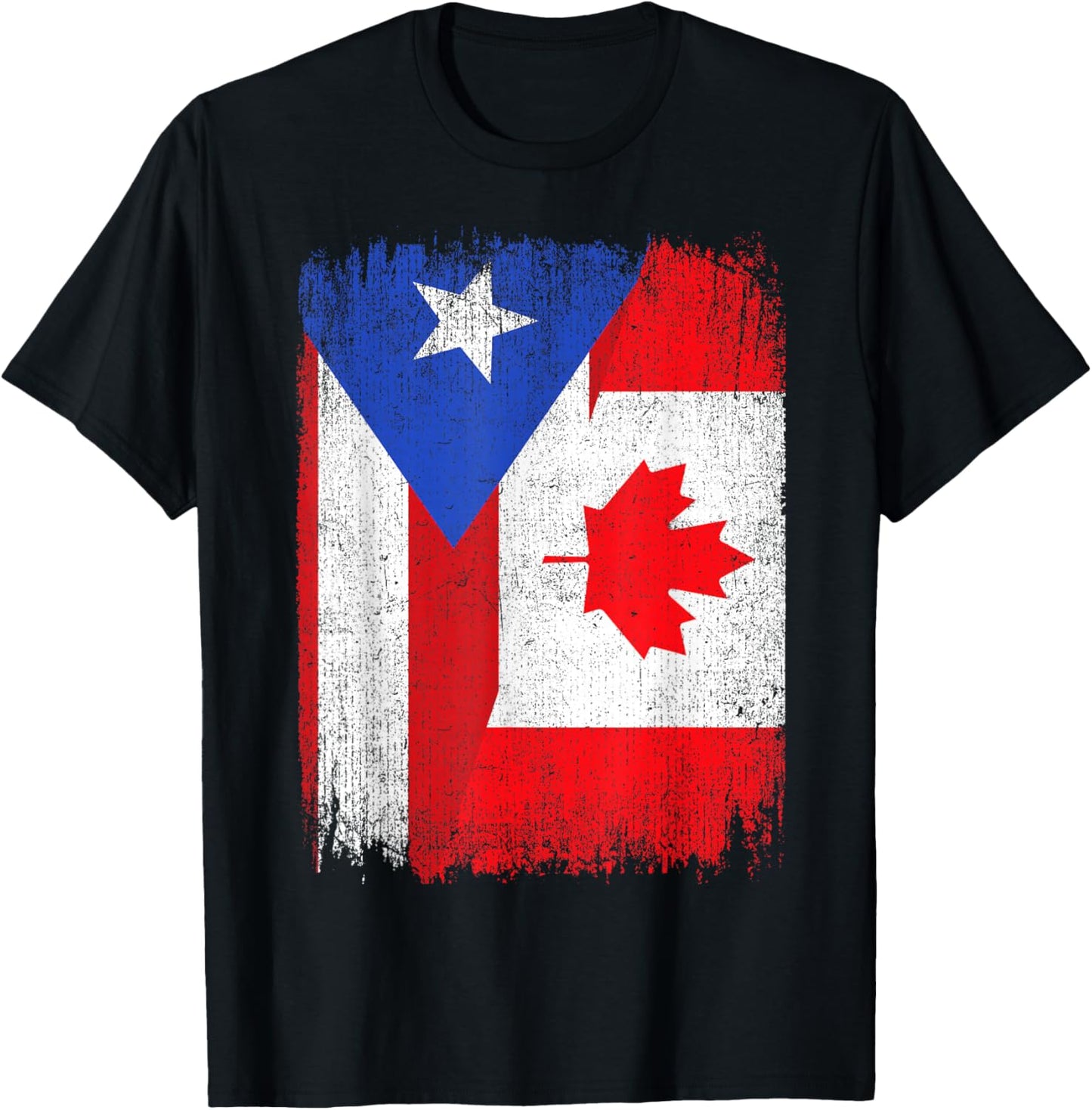 Half Puerto Rico Canada Flag Canadian Pride Roots T-Shirt - T-Shirt | Black