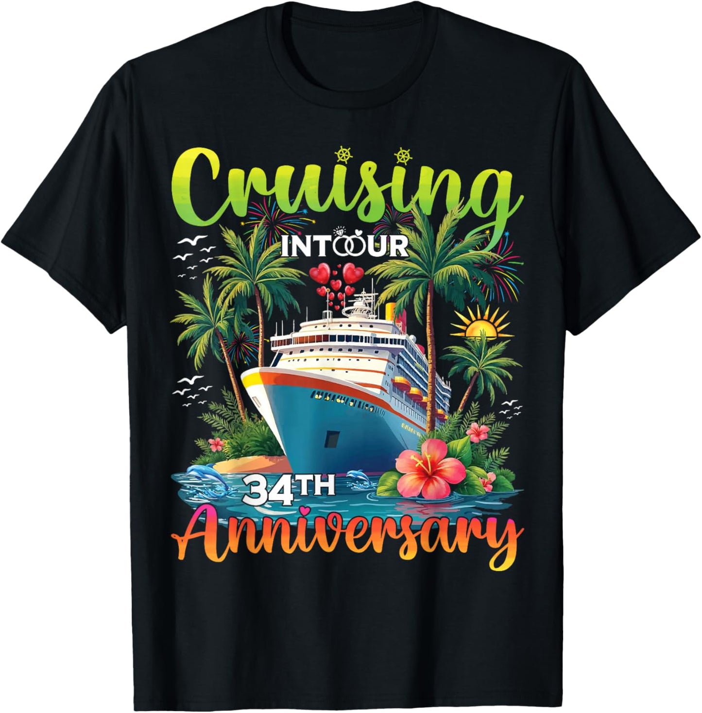 Couple Matching Cruising Into Our 34th Anniversary Cruise T-Shirt - T-Shirt | Black