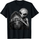 Alien Bigfoot See No Evil Funny Sasquatch UFO Conspiracy T-Shirt - T-Shirt | Black