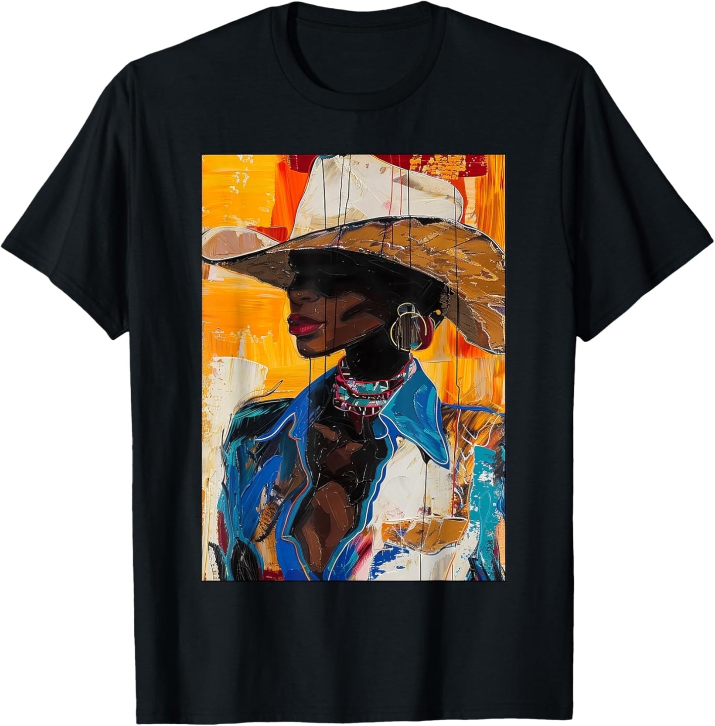 Black Cowgirl African American Melanin Western Rodeo Cowboy T-Shirt - T-Shirt | Black