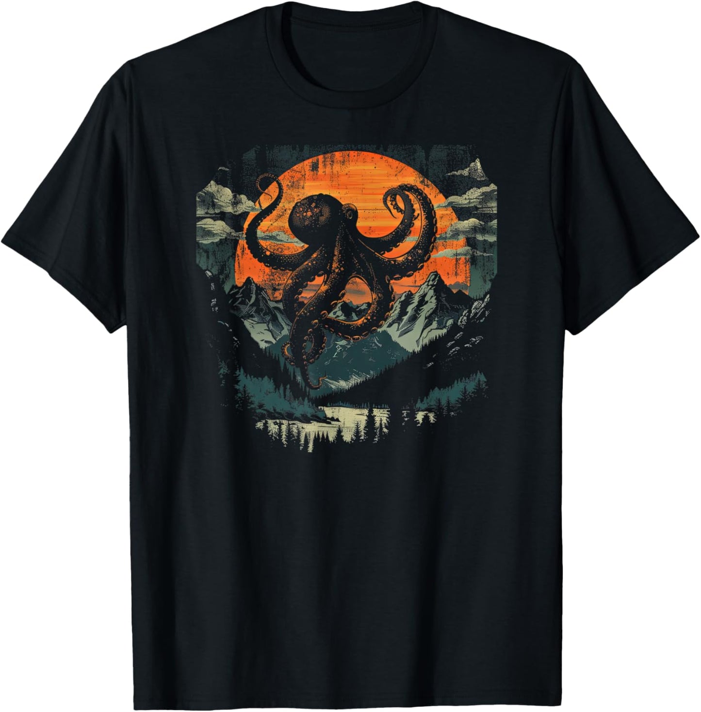 Octopus Shirt /Graphic Mountain T-Shirt - T-Shirt | Black