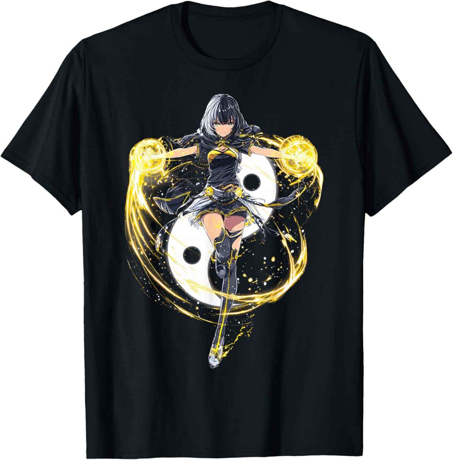 Anime Yin et Yang T-Shirt - T-Shirt | Black