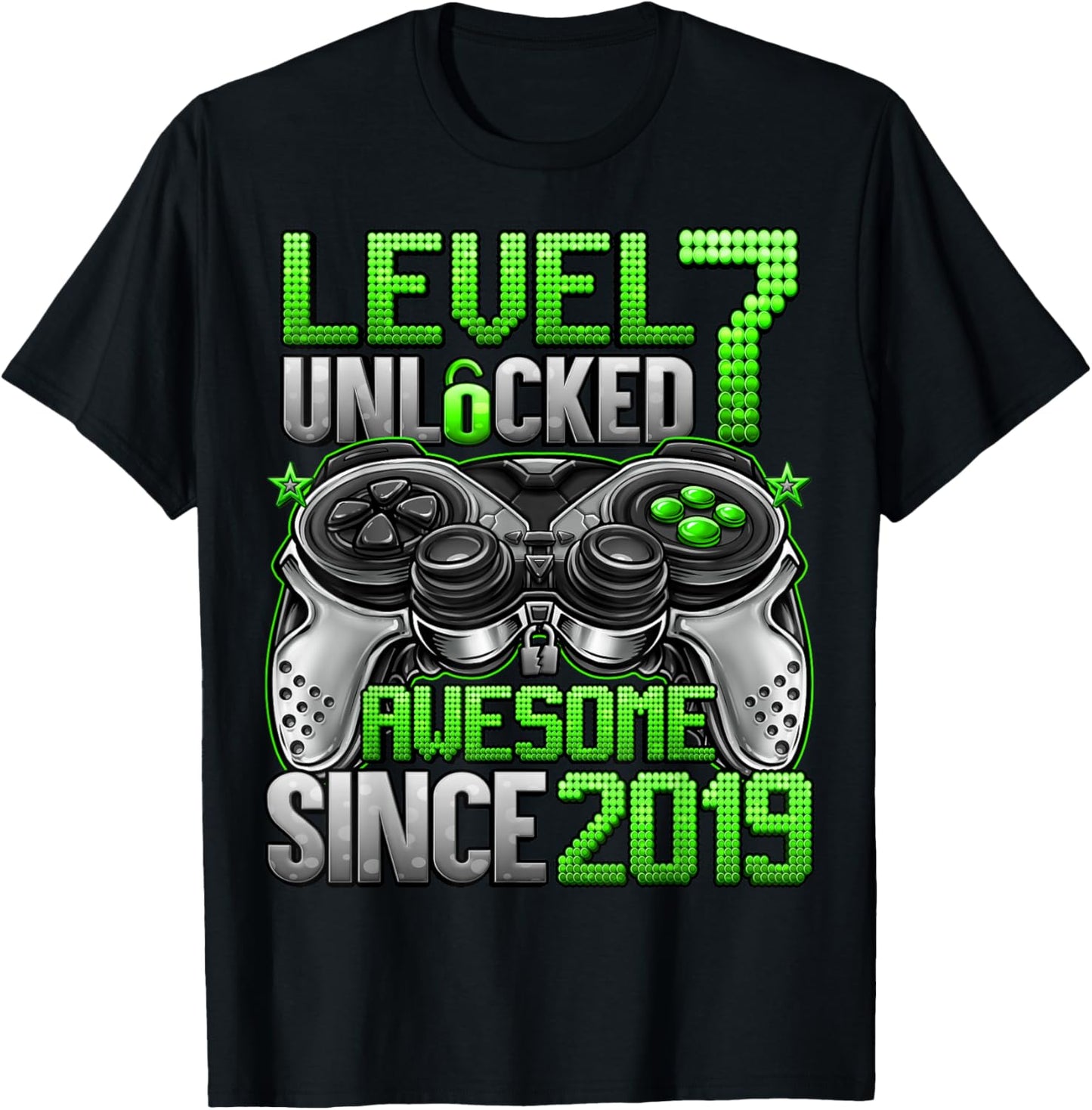 Level 7 Unlocked 7 Year Old Gifts for Boys 7th Birthday Boy T-Shirt - T-Shirt | Black