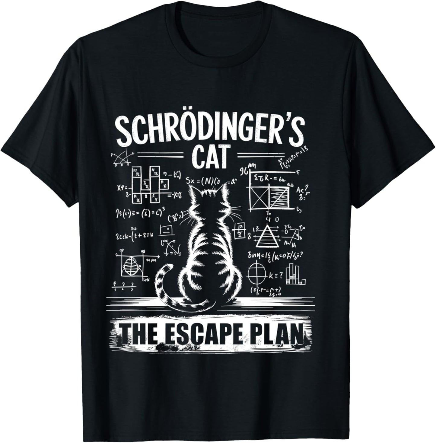 Schrödinger's Cat Funny Escape Science Plan Design Manche Longue T-Shirt - T-Shirt | Black