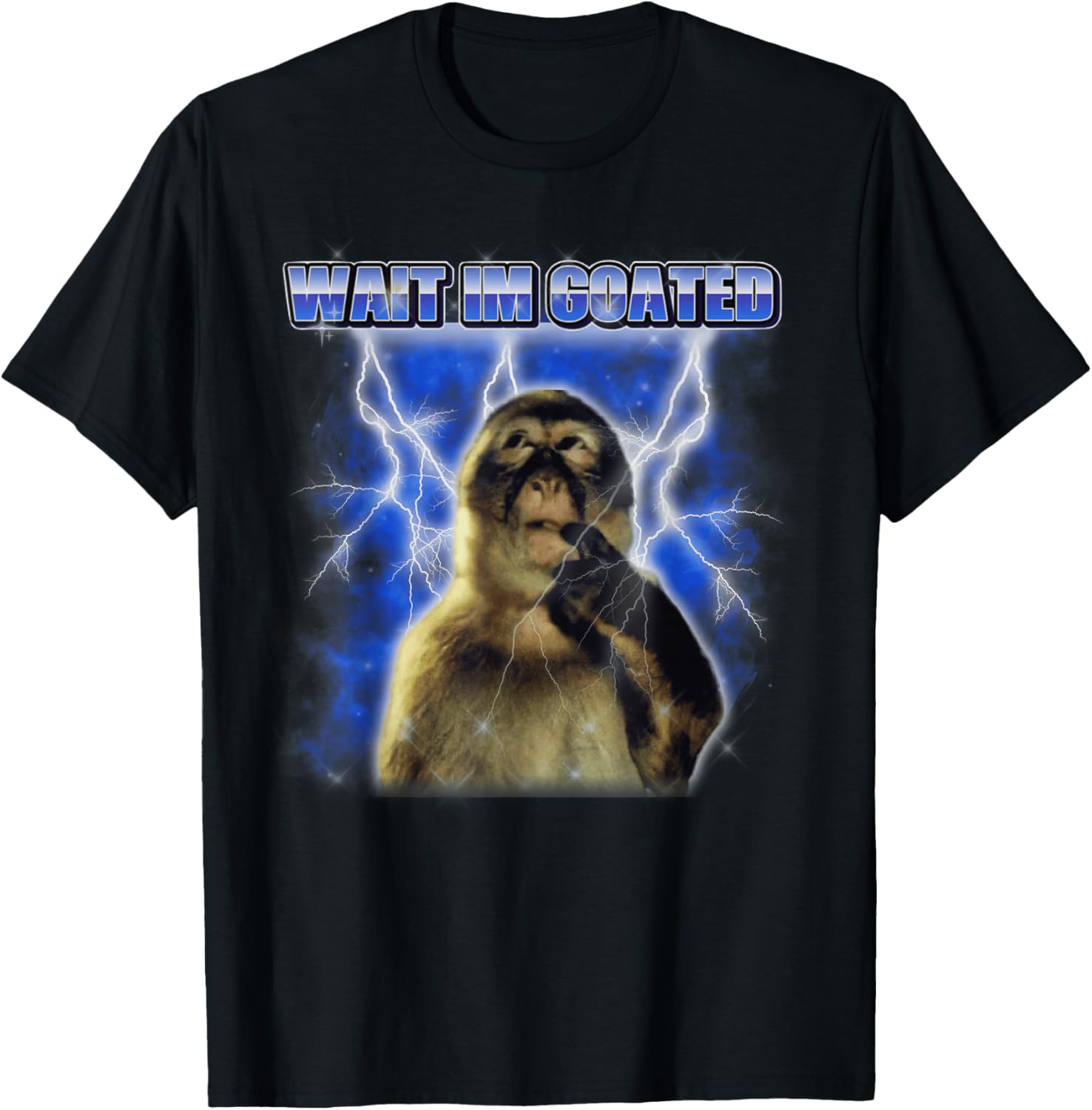 Funny Monkey Meme Men Women Wait I'm Goated T-Shirt - T-Shirt | Black
