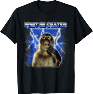 Funny Monkey Meme Men Women Wait I'm Goated T-Shirt - T-Shirt | Black