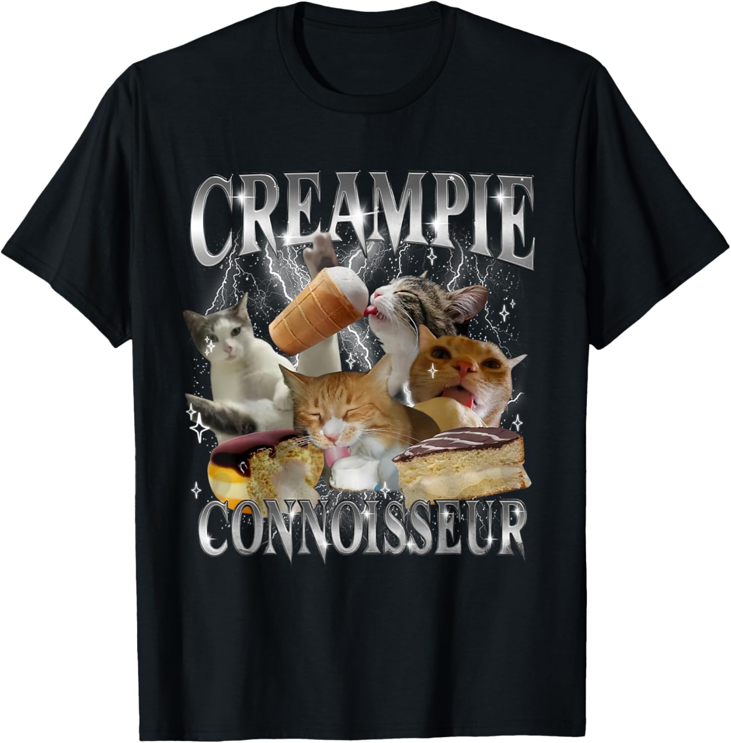 Creampie Connoisseur Funny Cat Meme Inappropriate Adult T-Shirt - T-Shirt | Black