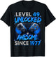 Level 49 Unlocked Awesome Since 1977 49th Birthday Gaming T-Shirt - T-Shirt | Black