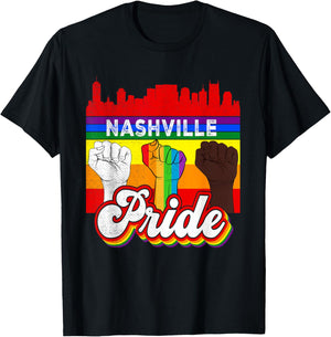 Nashville Pride Rainbow Gay Pride Flag Funny LGBT T-Shirt - T-Shirt | Black