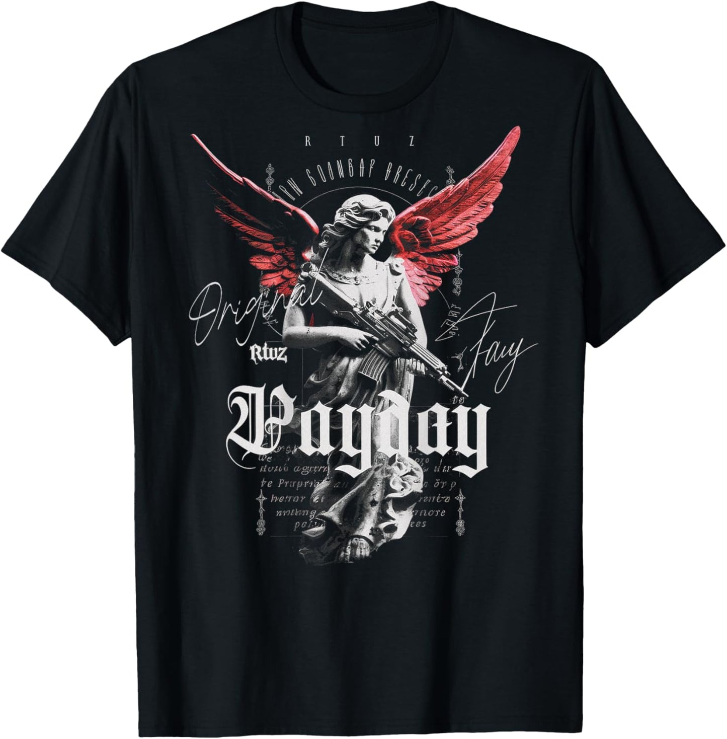 RTUZ Hip Hop Vintage Edgy Urban Y2K Back Print - -Adults-Kids, Black, Small T-Shirt - T-Shirt | Black