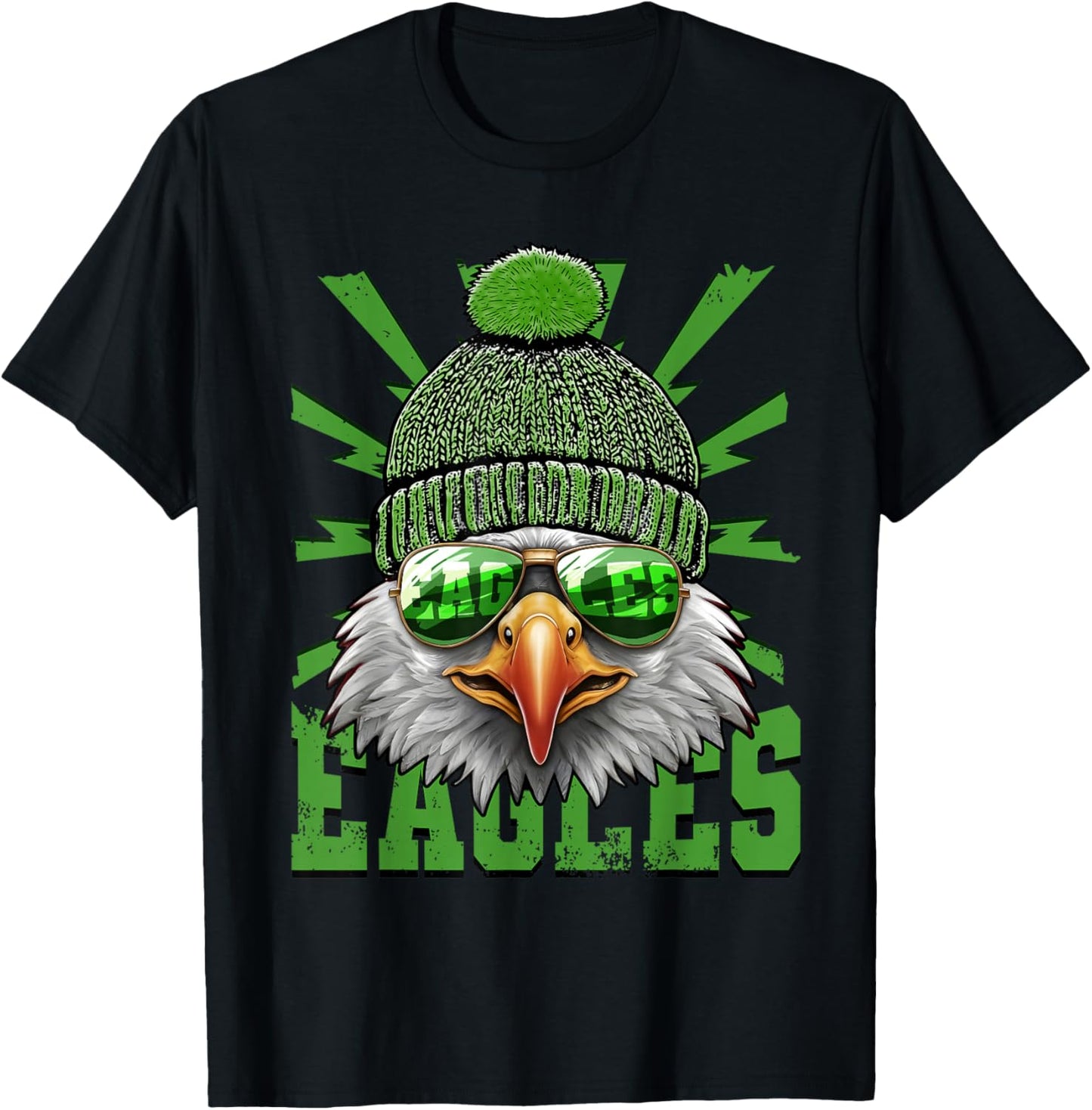Vintage Cool Face Eagles with Sunglasses Women Men T-Shirt - T-Shirt | Black