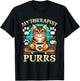 Cat Lover Cat Humor My Therapist Purrs Paw Print T-Shirt - T-Shirt | Black